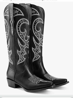 NIB NWT Western Cowboy Boots Womens Size 6.5 Black